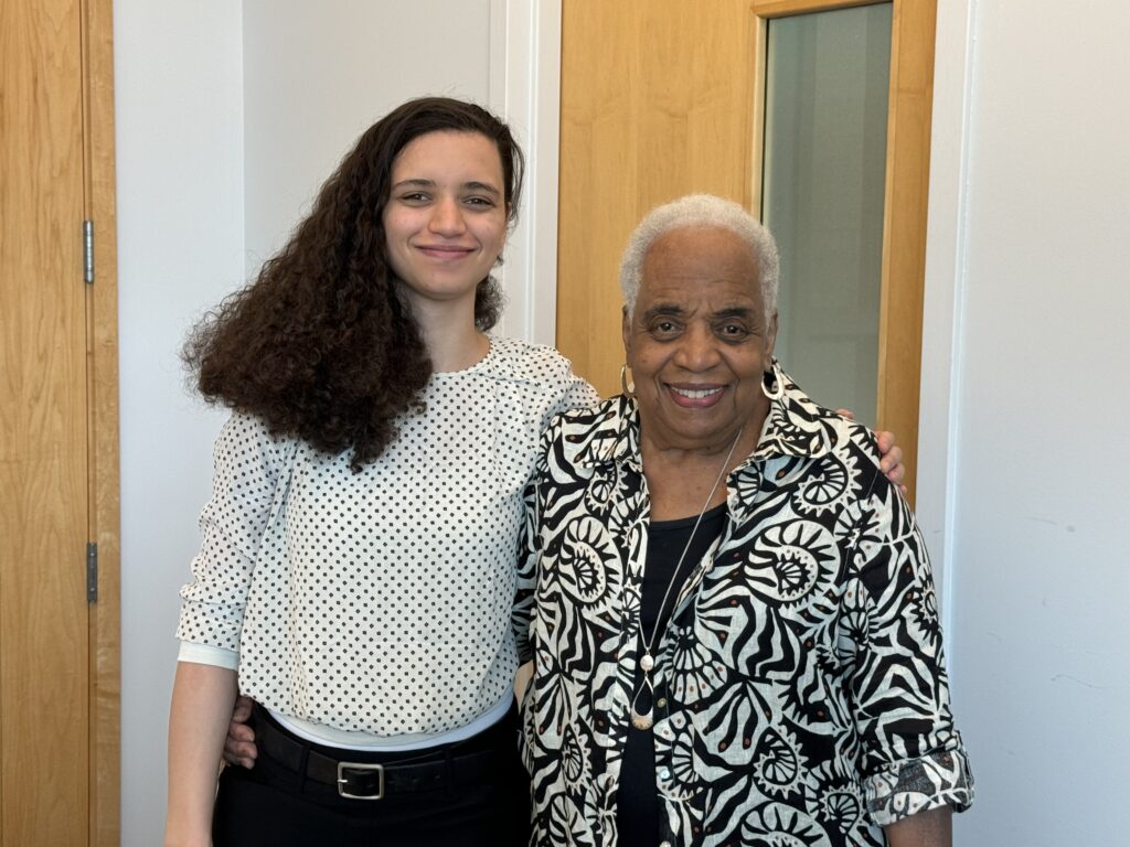 A portrait showing Barbara Flythe and Azra Thomas